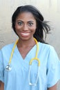 Smiling healthcare worker woman with stethoscope Royalty Free Stock Photo