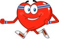 Smiling Heart Cartoon Character Running.