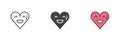 Smiling heart emoji different style icon set