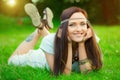 Smiling hippie girl