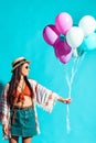 Smiling Hippie woman holding Royalty Free Stock Photo