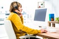 Smiling hipster businessman using headset Royalty Free Stock Photo