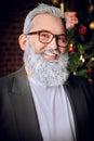 Smiling hipster santa