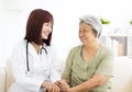 Smiling home caregiver with senior woman