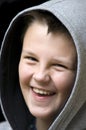 Smiling hooded boy