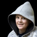 Smiling hooded boy