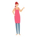 Smiling housewife icon cartoon vector. Woman kitchen