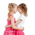 Smiling and hugging cute girls, best friends. Royalty Free Stock Photo