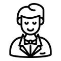 Smiling husband icon, outline style