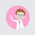 Smiling Immunologist Doctor Hello Hand Gesture Vector