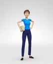 Smiling, Intelligent and Engaged Jenny - 3D Cartoon Female Character Model - Nerd Student with Books