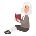 Smiling Isaac Newton read book icon, cartoon and flat style Royalty Free Stock Photo