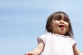 Smiling Japanese girl under the blue sky Royalty Free Stock Photo