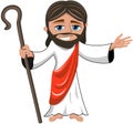 Smiling Jesus Christ Open Hand Stick Isolated