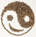 Smiling jin jang face of coffe beans Royalty Free Stock Photo