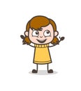 Smiling in Joy - Cute Cartoon Girl Illustration Royalty Free Stock Photo