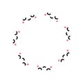 Smiling kawaii faces wreath frame mandala in cartoon comic style expressive closed eyes