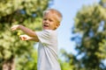 Smiling kid having fun in the park