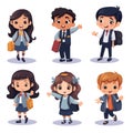 Smiling kids character in flat design style isolated. Diversity children cartoon. Smiling school children boys and girls with Royalty Free Stock Photo