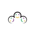 smiling kids faces kindergarten logo vector icon Royalty Free Stock Photo