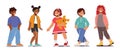 Smiling Kids, Multiracial Boys and Girls Toddlers Characters Wear Fashionable Clothes. Children Smile, Positive Emotions