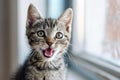 Smiling Kitty, Pure Joy, Ready To Brighten Any Project, Isolated Backdrop Royalty Free Stock Photo