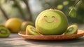 Smiling kiwi fruit on a plate Royalty Free Stock Photo