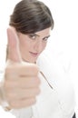 Smiling lady showing approval sign Royalty Free Stock Photo