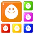 Smiling lime icons set vector color