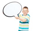 Smiling little boy with blank text bubble Royalty Free Stock Photo