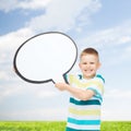 Smiling little boy with blank text bubble Royalty Free Stock Photo