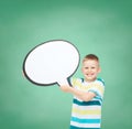 Smiling little boy with blank text bubble Royalty Free Stock Photo