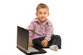 Smiling little boy with laptop Royalty Free Stock Photo