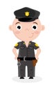 Smiling little boy in police officer uniform Royalty Free Stock Photo