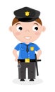 Smiling little boy in policeman uniform Royalty Free Stock Photo