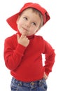 Smiling little boy in red hat Royalty Free Stock Photo