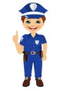 Smiling little boy wearing police uniform giving thumbs up Royalty Free Stock Photo