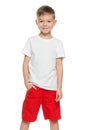 Smiling little boy in white shirt Royalty Free Stock Photo