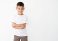 Smiling little boy in white tee shirt Royalty Free Stock Photo