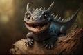 smiling little dragon, showing off its adorable and toothless grin Royalty Free Stock Photo