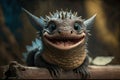 smiling little dragon, showing off its adorable and toothless grin Royalty Free Stock Photo