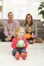 Smiling little girl with ball Royalty Free Stock Photo