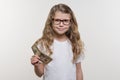 Smiling little girl with cash, Money, Finance and the Concept of People