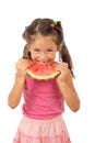 Smiling little girl eating watermelon Royalty Free Stock Photo