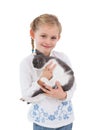 Smiling little girl with her cute kitten Royalty Free Stock Photo