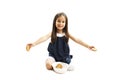 Smiling little girl holding a cookie or biscuit Royalty Free Stock Photo