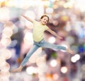 Smiling little girl jumping Royalty Free Stock Photo