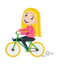 Smiling little girl riding on bicycle Royalty Free Stock Photo