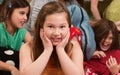 Smiling Little Girl At Sleepover