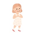 Smiling Little Girl Standing Feeling Happy Vector Illustration